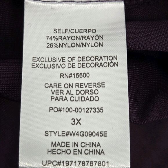 Democracy 3/4 Blouson Top Blouse Womens 3X Embroidered Velvet Boho Witchy Fairy - Picture 7 of 8